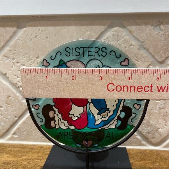 Vintage Round Stained Glass hand painted candle stand - Picture 8 of 8